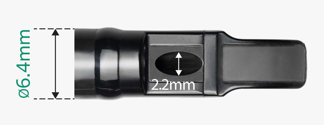 Specifications of the Fujifilm EB-710US endobronchial ultrasound (EBUS) scope distal end and working channel.